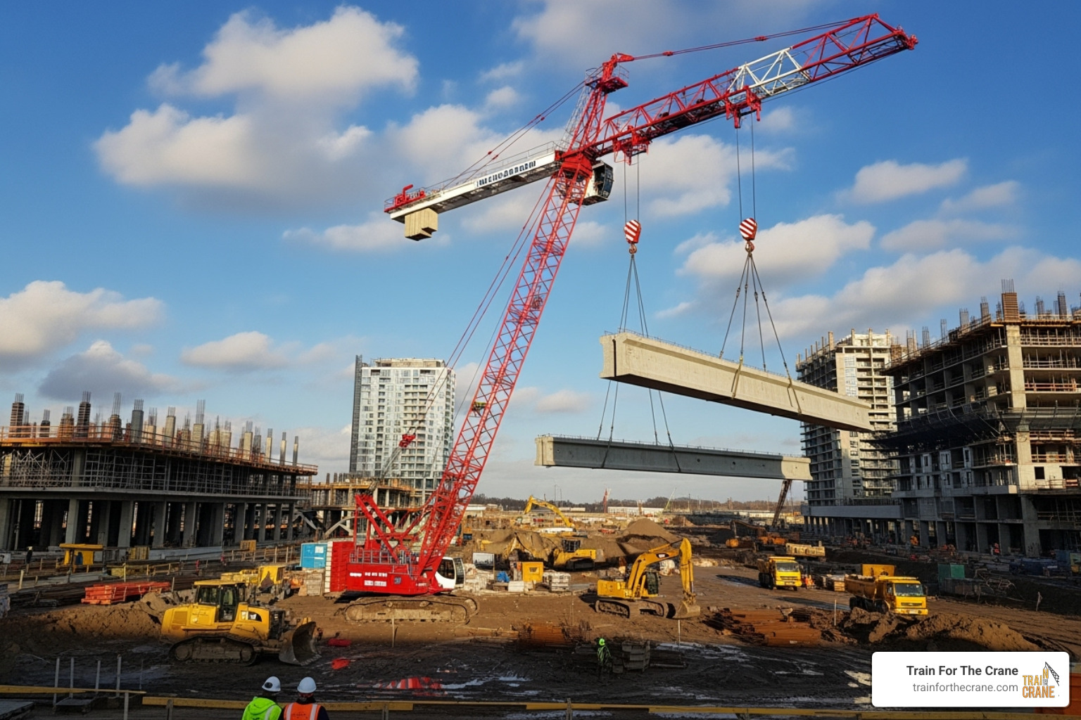Professional crane operator demonstrating Becoming an Independent Crane Operator techniques on an active construction site - essential knowledge for NCCCO certification exam preparation covering independent crane operator safety protocols and operational procedures