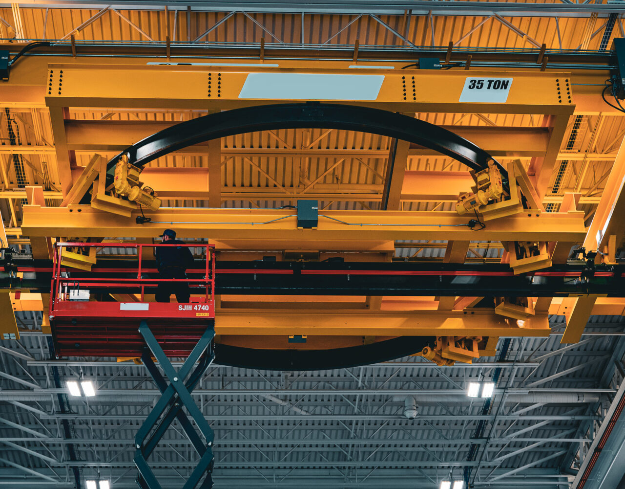 Detailed view of Crane Turntable and Swing Bearing Inspection implementation showing proper crane setup and rigging configuration as required by OSHA 29 CFR 1926 regulations and ASME B30.5 standards for certified operators