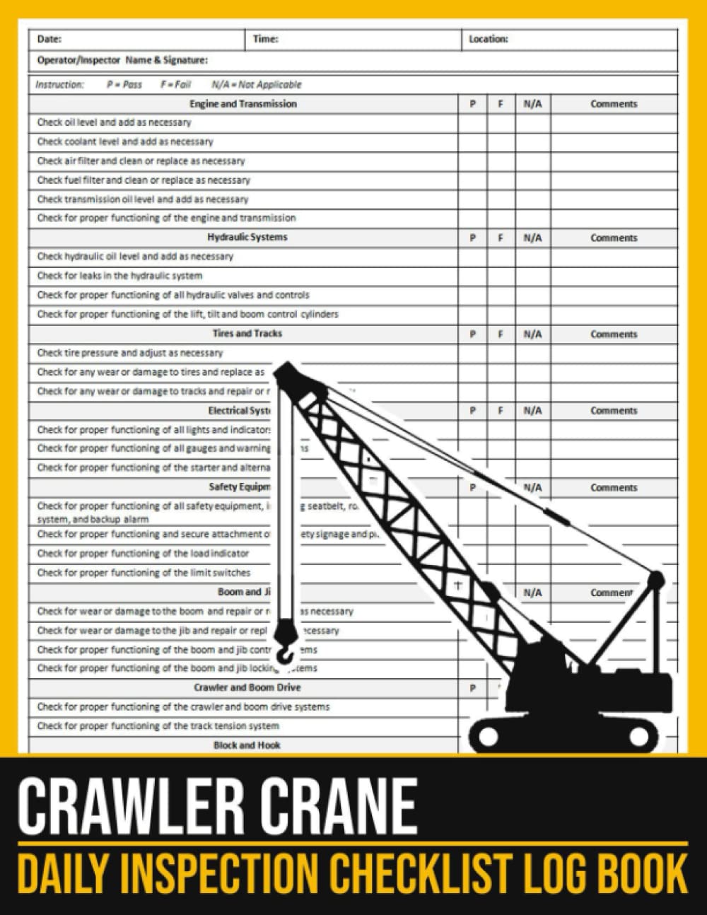Complete overview of Daily Crane Inspection Checklist featuring certified crane operator executing lift plan with proper hand signals, ground crew coordination, and safety zone establishment per OSHA regulations