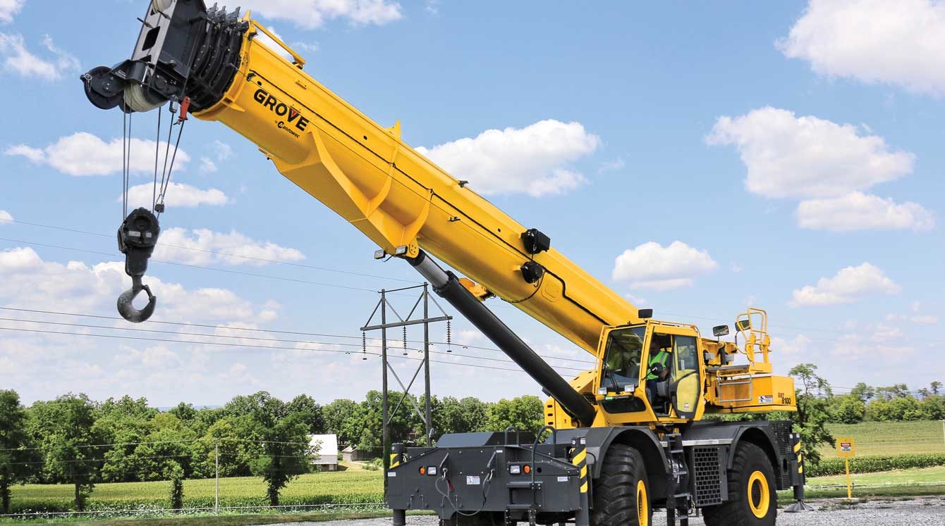 Detailed view of Hydraulic Crane Systems Guide implementation showing proper crane setup and rigging configuration as required by OSHA 29 CFR 1926 regulations and ASME B30.5 standards for certified operators