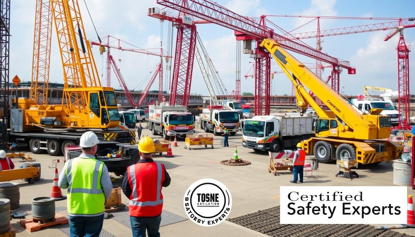 Step-by-step demonstration of Crane Tire Inspection and Pressure Requirements showing load chart interpretation, boom angle calculations, and outrigger positioning per NCCCO certification requirements and ASME standards
