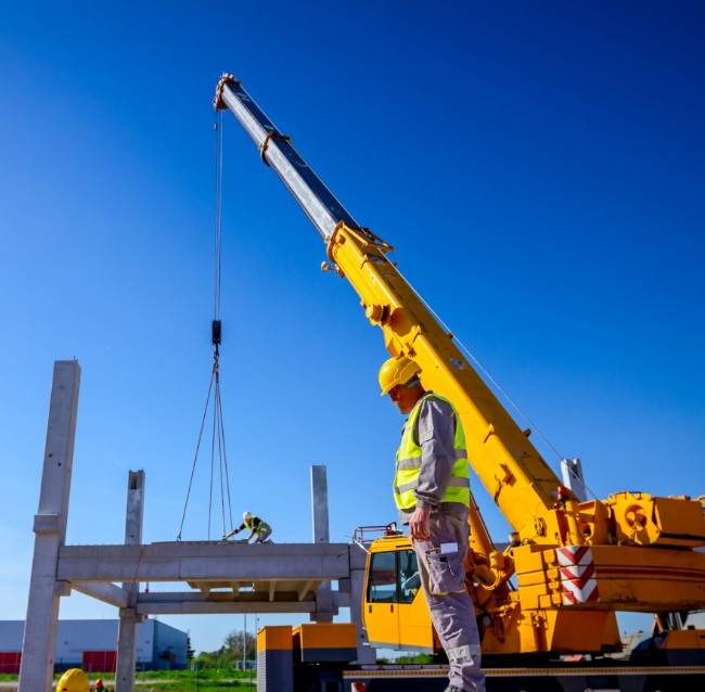 Professional crane operator demonstrating Crane Tire Inspection and Pressure Requirements techniques on an active construction site - essential knowledge for NCCCO certification exam preparation covering crane tire inspection safety protocols and operational procedures