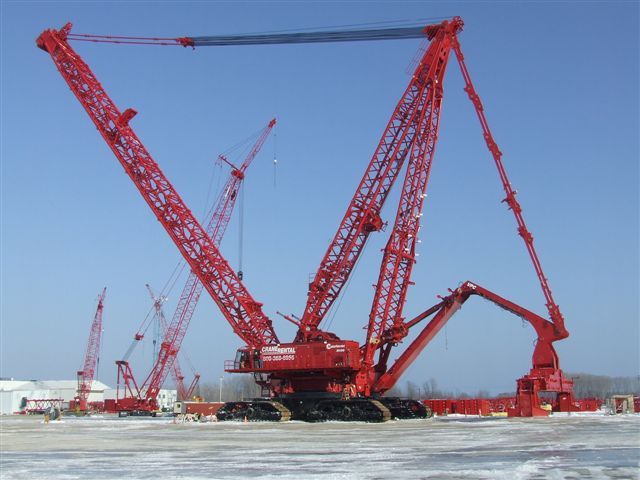Detailed view of Manitowoc Crawler Crane Operation Guide implementation showing proper crane setup and rigging configuration as required by OSHA 29 CFR 1926 regulations and ASME B30.5 standards for certified operators