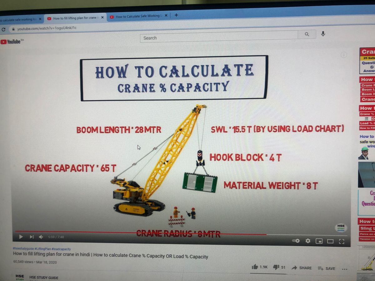Crane operator performing crane capacity percentage procedures during pre-shift inspection - critical skills tested on NCCCO written and practical exams for LAT and TSS certification