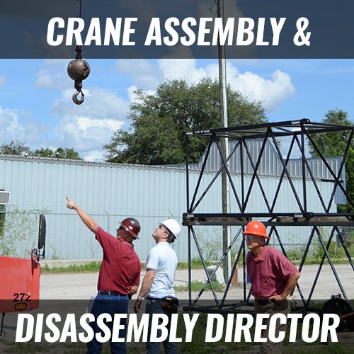 Professional crane operator demonstrating OSHA Assembly Disassembly Director Requirements techniques on an active construction site - essential knowledge for NCCCO certification exam preparation covering assembly disassembly director safety protocols and operational procedures