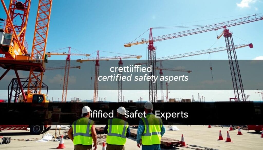 Detailed view of OSHA Crane Inspection Frequency Requirements implementation showing proper crane setup and rigging configuration as required by OSHA 29 CFR 1926 regulations and ASME B30.5 standards for certified operators