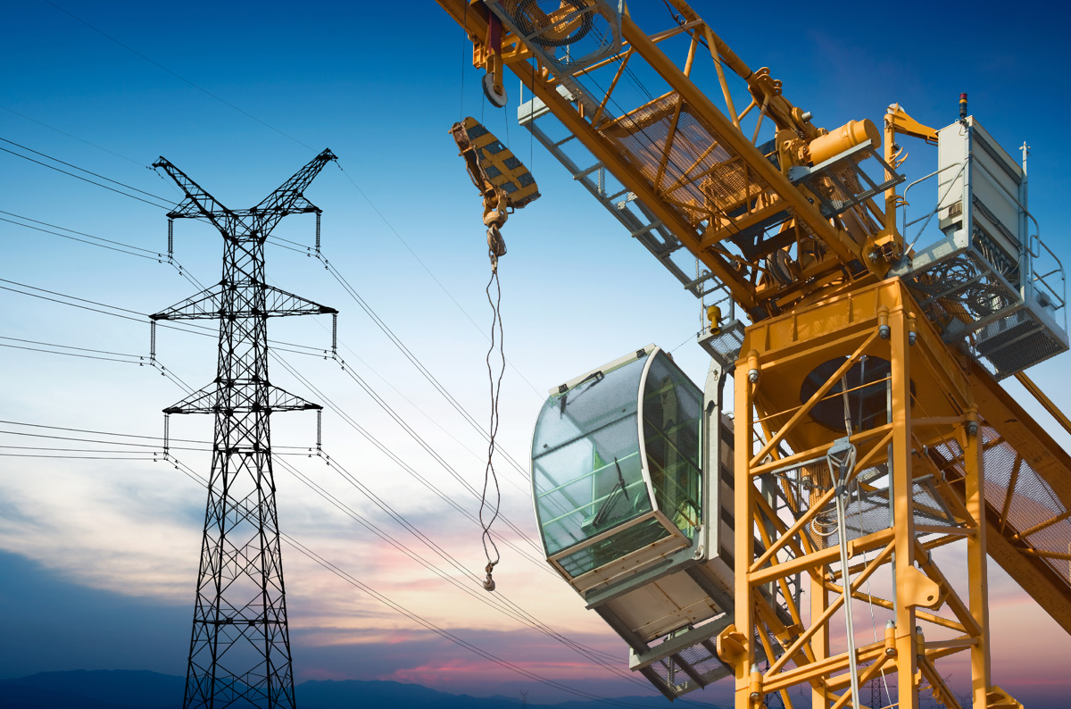 Detailed view of Power Line Safety for Crane Operations implementation showing proper crane setup and rigging configuration as required by OSHA 29 CFR 1926 regulations and ASME B30.5 standards for certified operators