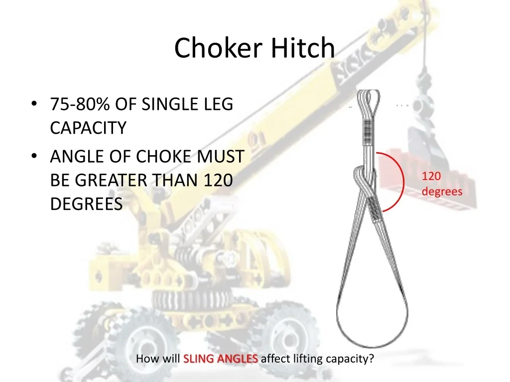 Crane operator performing choker hitch capacity procedures during pre-shift inspection - critical skills tested on NCCCO written and practical exams for LAT and TSS certification