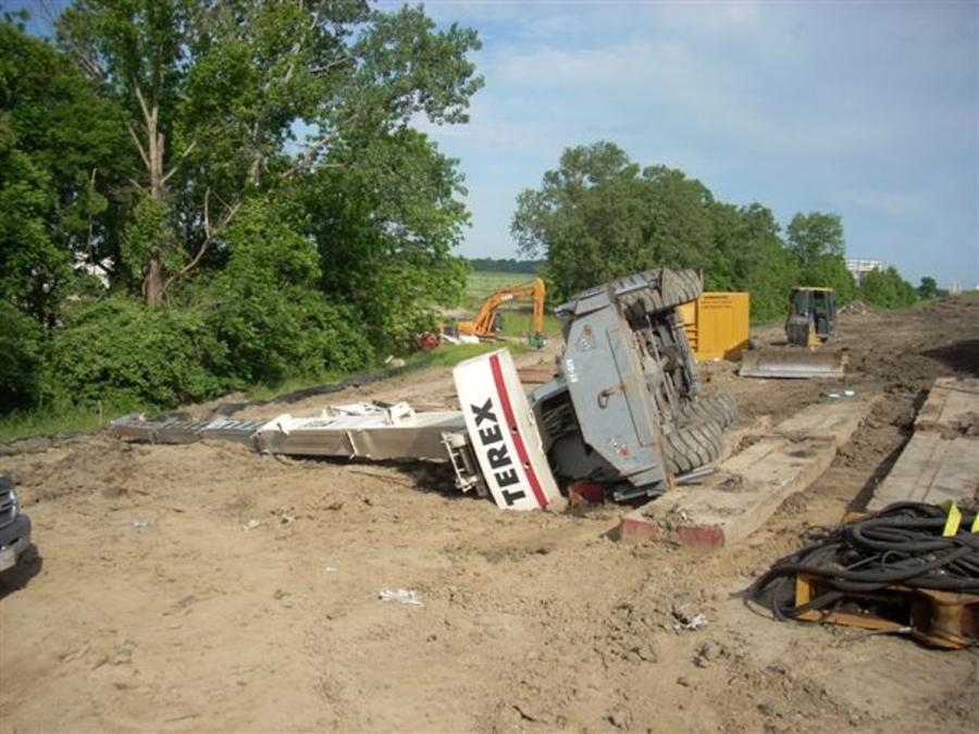 Crane operator performing outrigger failure crane procedures during pre-shift inspection - critical skills tested on NCCCO written and practical exams for LAT and TSS certification