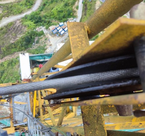 Detailed view of Wire Rope Failure Analysis and Prevention implementation showing proper crane setup and rigging configuration as required by OSHA 29 CFR 1926 regulations and ASME B30.5 standards for certified operators