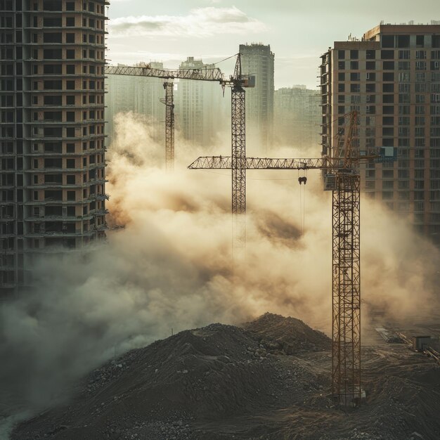 Complete overview of Silica Dust Exposure for Crane Operators featuring certified crane operator executing lift plan with proper hand signals, ground crew coordination, and safety zone establishment per OSHA regulations